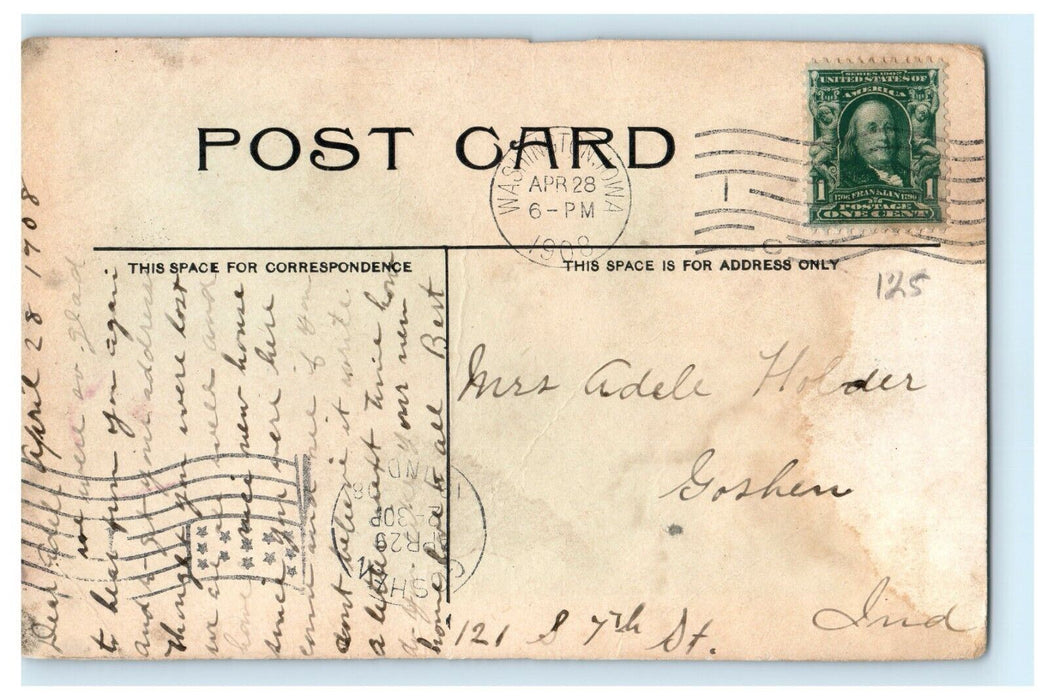 1908 First and Second United Presbyterian Church, Washington Iowa IA Postcard