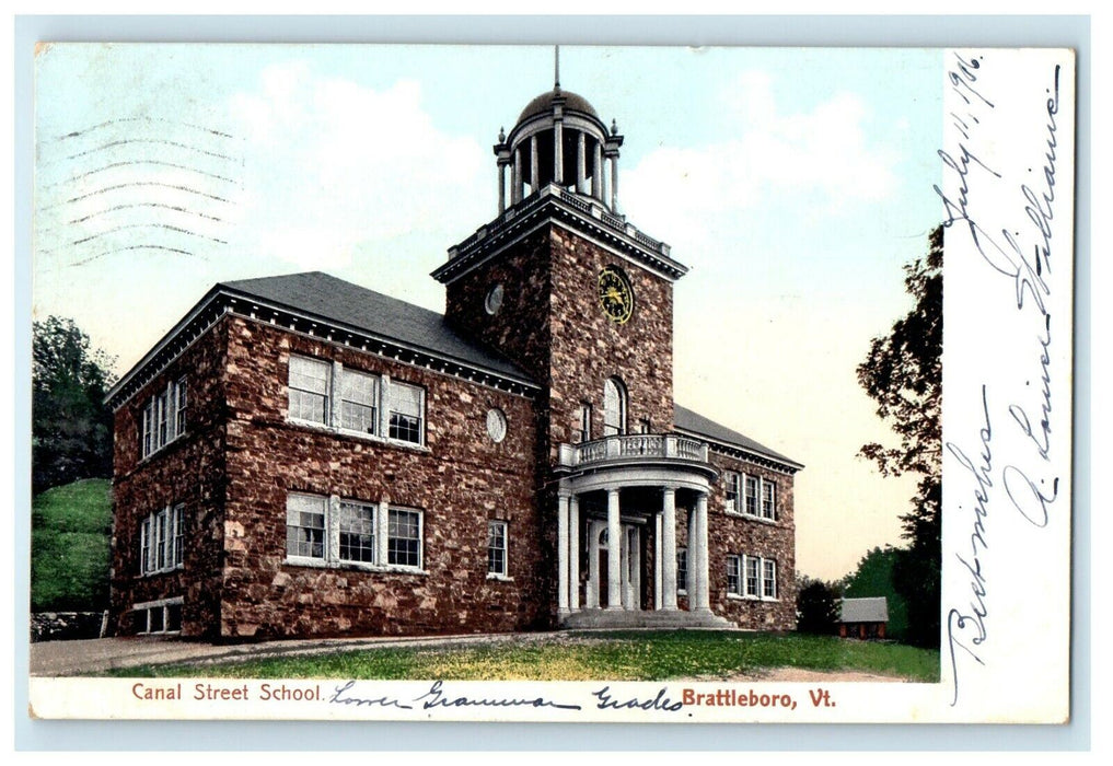 c1906 Canal Street School, Brattleboro Vermont VT Posted Postcard