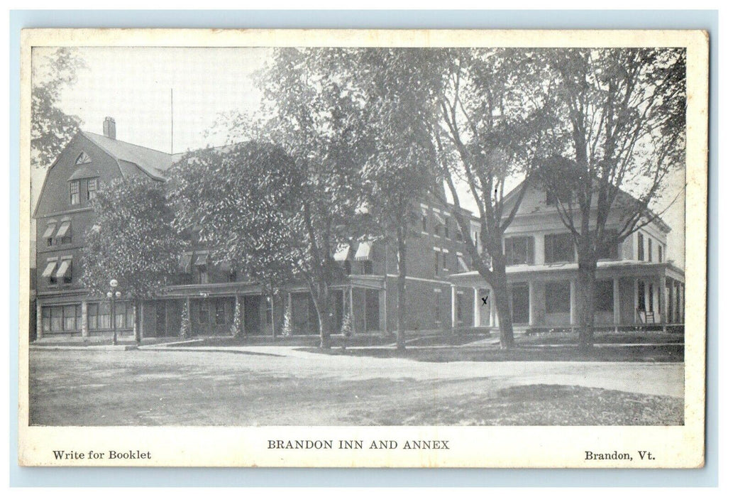 c1912 Brandon Inn and Annex, Vermont VT Unposted Antique Postcard