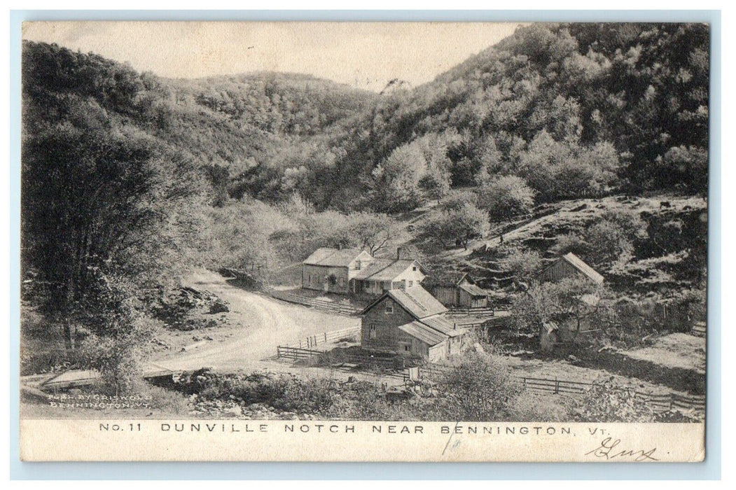 1907 Dunville Notch Near, Bennington, Vermont VT Posted Antique Postcard