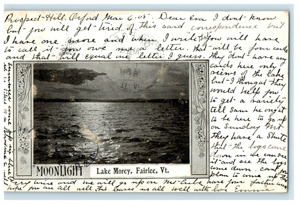 1905 View Of Moonlight Lake Morey Fairlee Vermont VT Posted Antique Postcard