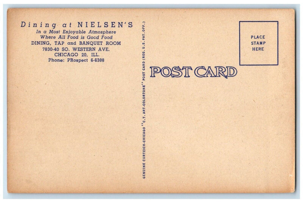 c1930's Nielsen's Restaurant Flag Roadside Chicago Illinois IL Vintage Postcard