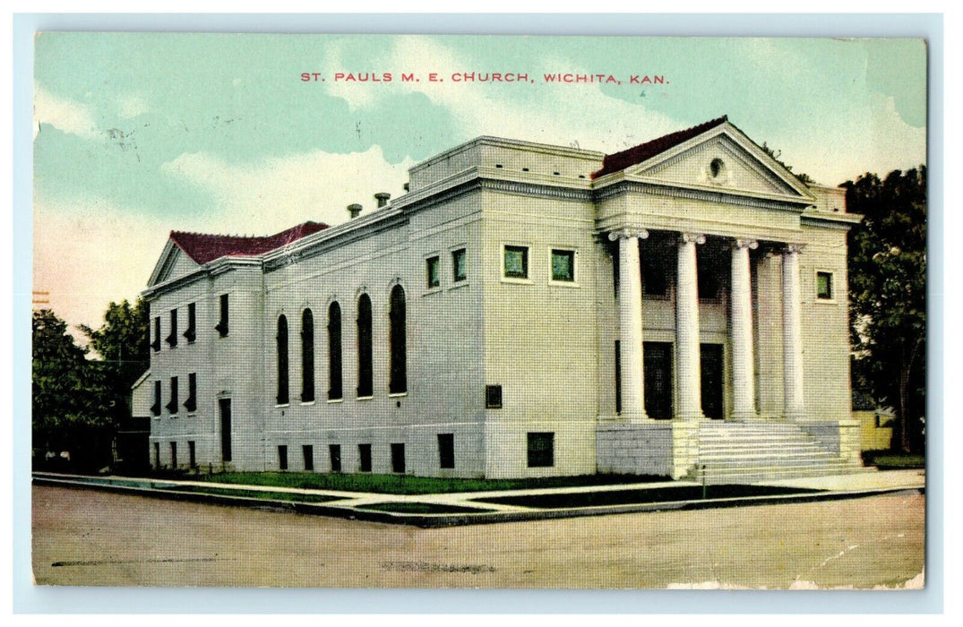 1909 St Pauls Methodist Episcopal Church, Wichita, Kansas KS Postcard