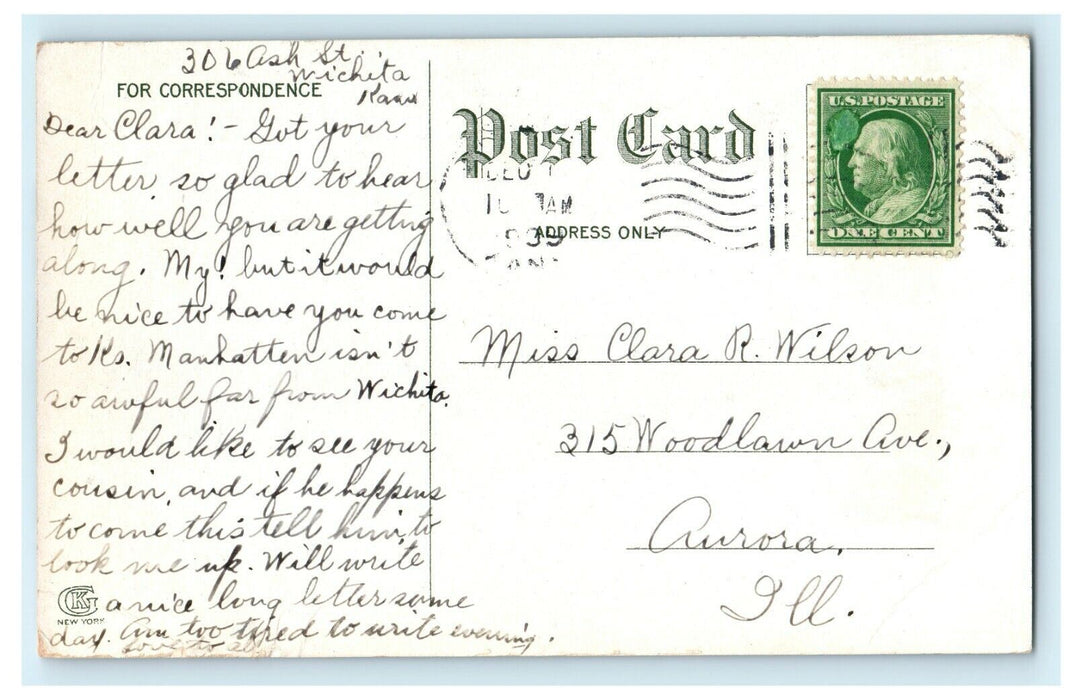1909 St Pauls Methodist Episcopal Church, Wichita, Kansas KS Postcard