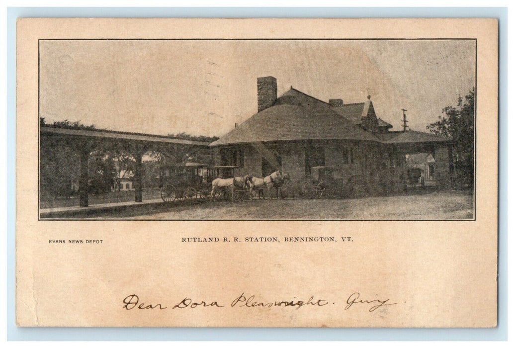 1906 Rutland R.R. Station, Bennington, Vermont VT Posted Antique Postcard