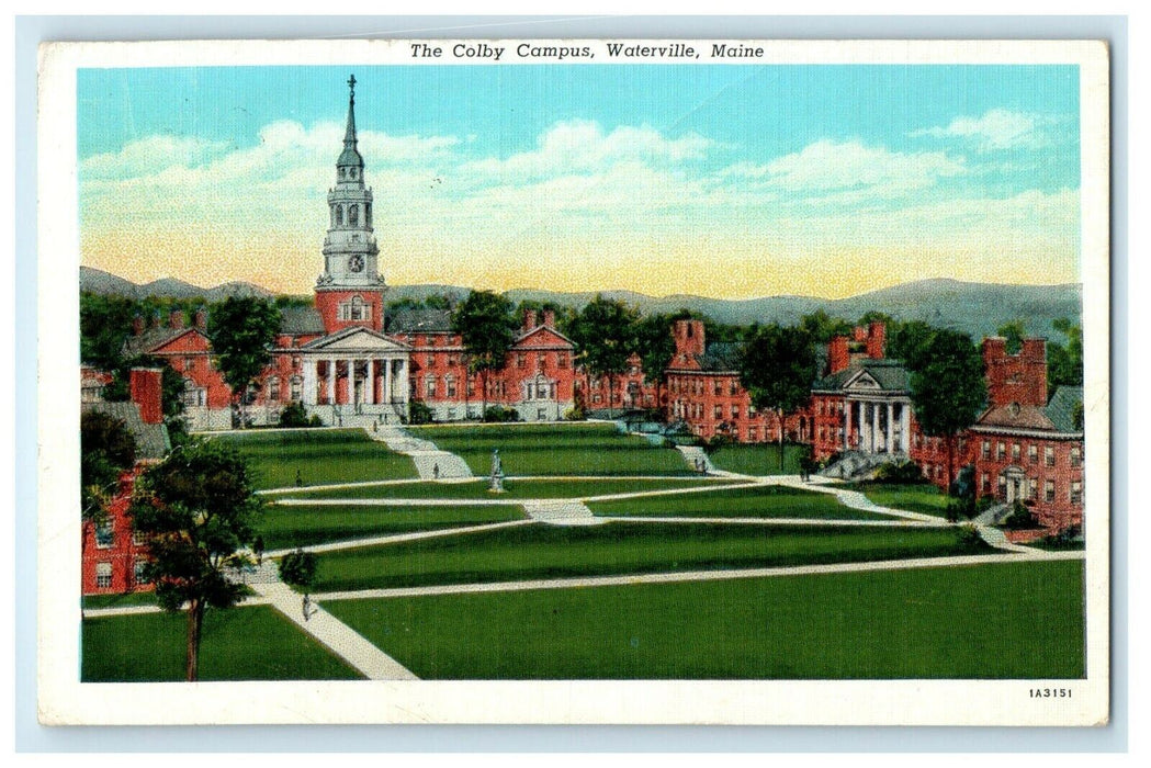 1940 The Colby Campus View Waterville Maine ME Posted Vintage Postcard