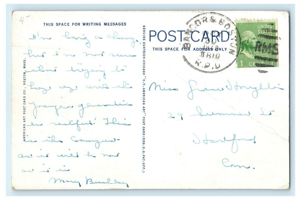 1940 The Colby Campus View Waterville Maine ME Posted Vintage Postcard