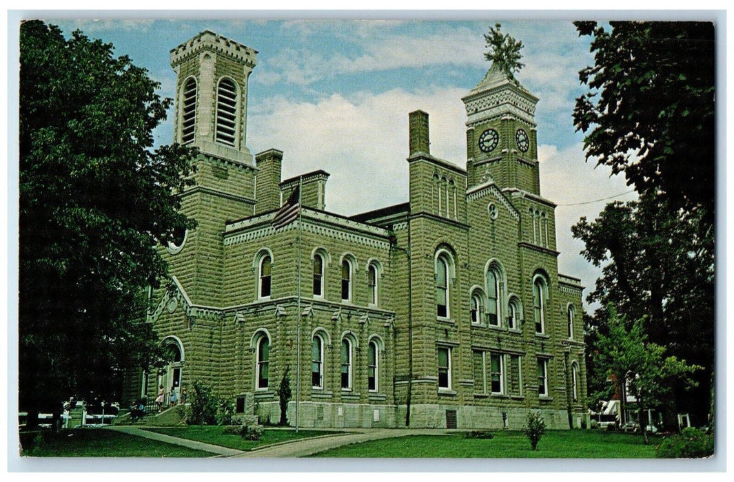 c1960's Greenburg Indiana IN, View Of Court House Tower Vintage Postcard