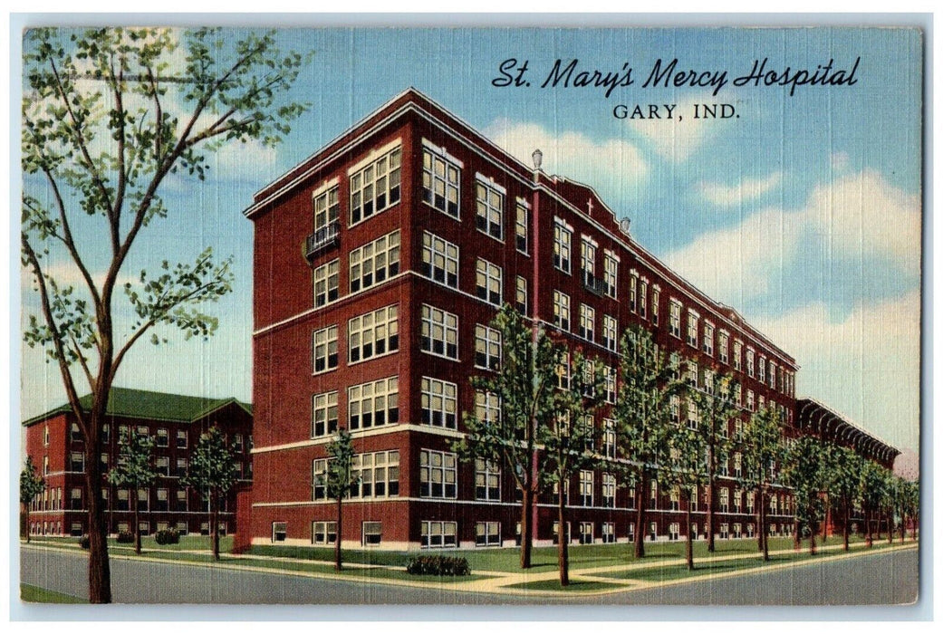 1958 St. Mary's Mercy Hospital Building Street View Gary Indiana IN Postcard