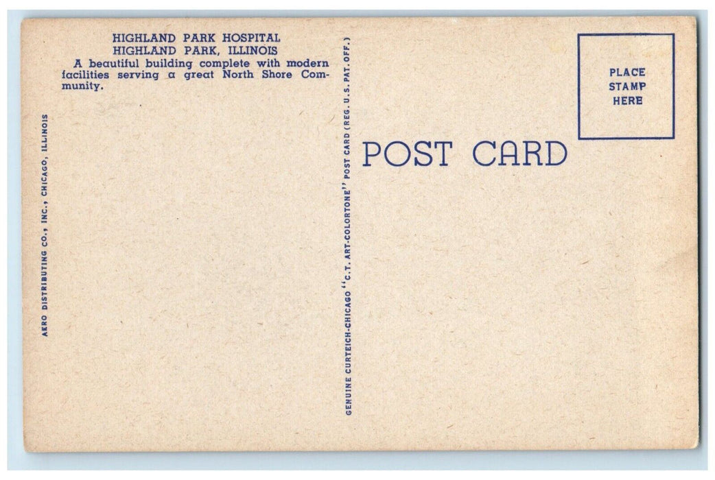 c1940's Higland Park Hospital Building Highland Park Illinois IL Postcard