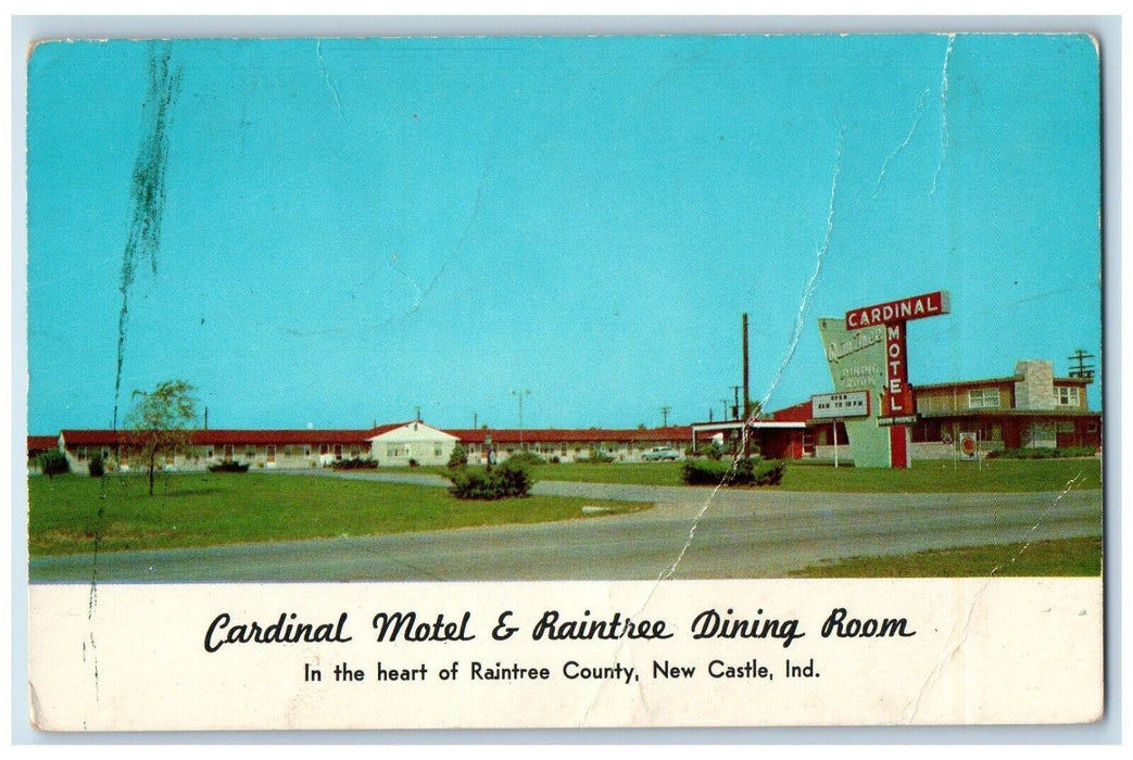 c1950's Cardinal Motel & Raintree Dining Room New Castle IN Vintage Postcard