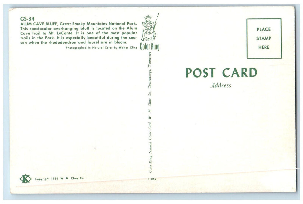 c1950's Overhanging Alum Cave Bluff Alum Cave Trail Mt. Leconte TN Postcard
