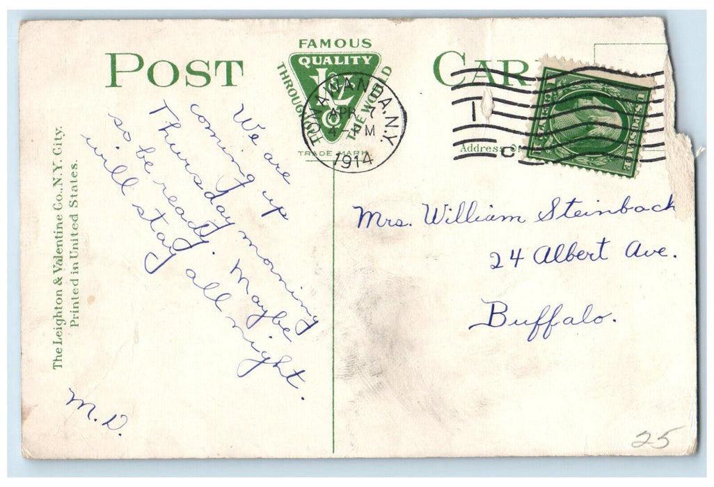 1914 Entrance of Public Library, North Tonawanda New York NY Antique Postcard