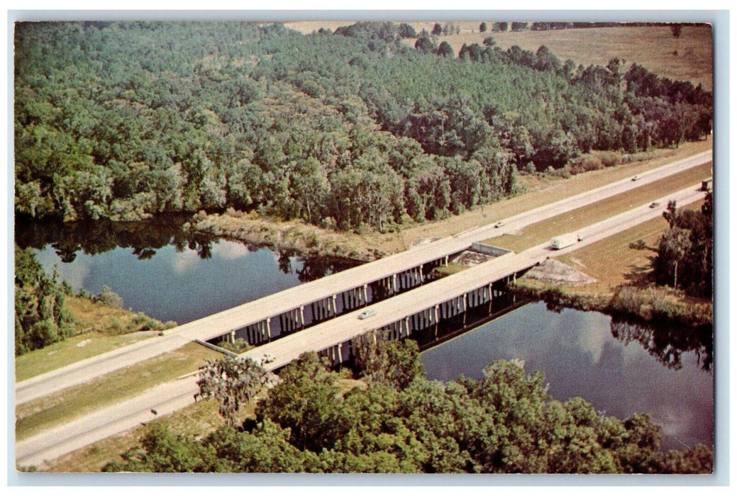 c1960's Vehicle Crossing Bridge Over Suwannee River in Florida FL Postcard