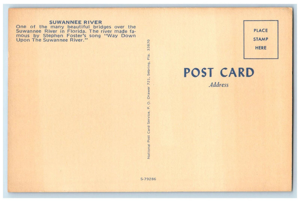 c1960's Vehicle Crossing Bridge Over Suwannee River in Florida FL Postcard