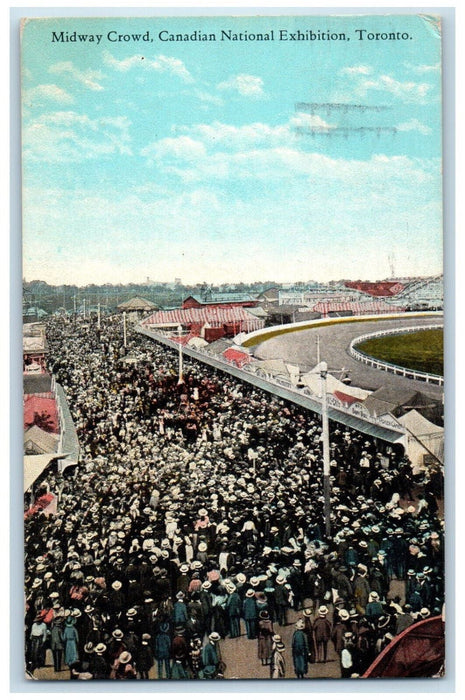 1925 Midway Crowd Canadian National Exhibition Toronto Canada Postcard
