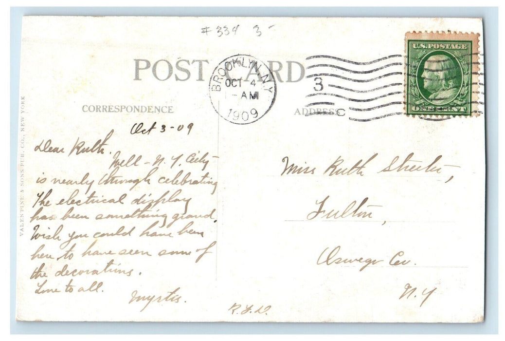 1909 Hudson Fulton Celebration Half Moon Ascending, The Hudson NY Clogs Postcard