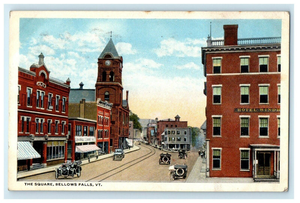 c1918 The Square, Bellows Falls Vermont VT Antique Posted Postcard