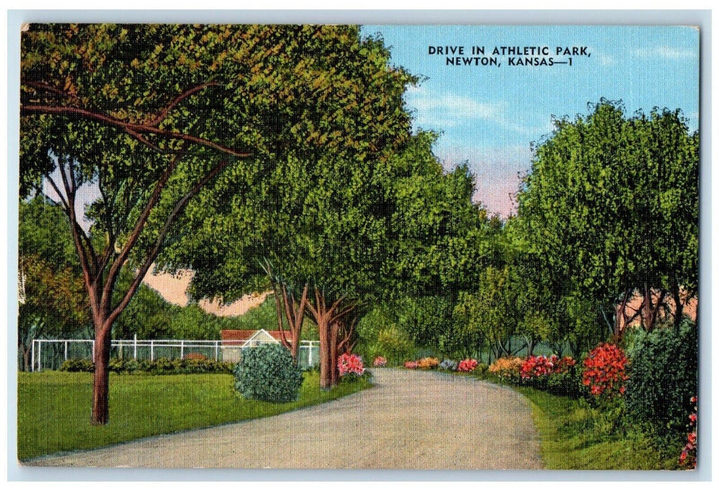 View Of Drive In Athletic Park Newton Kansas KS Unposted Vintage Postcard