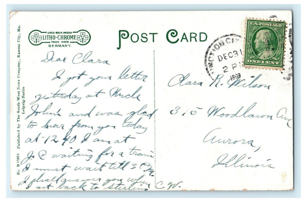 1909 Republican River from Bridge Junction City, Kansas KS Postcard