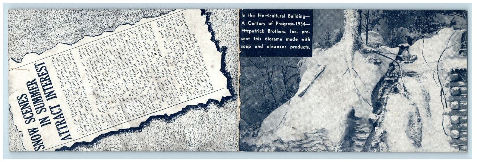 c1930's Worlds Fair Chicago Horticultural Building Diorama Advertising Postcard
