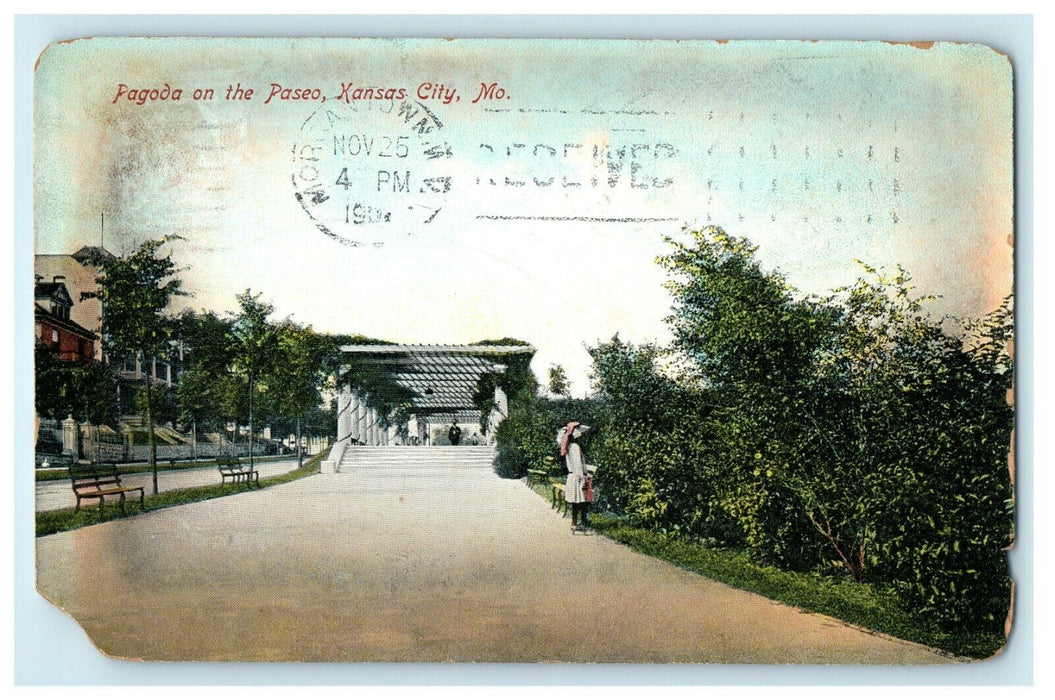 1907 Pagoda on the Paseo, Kansas City, Missouri MO Antique Postcard