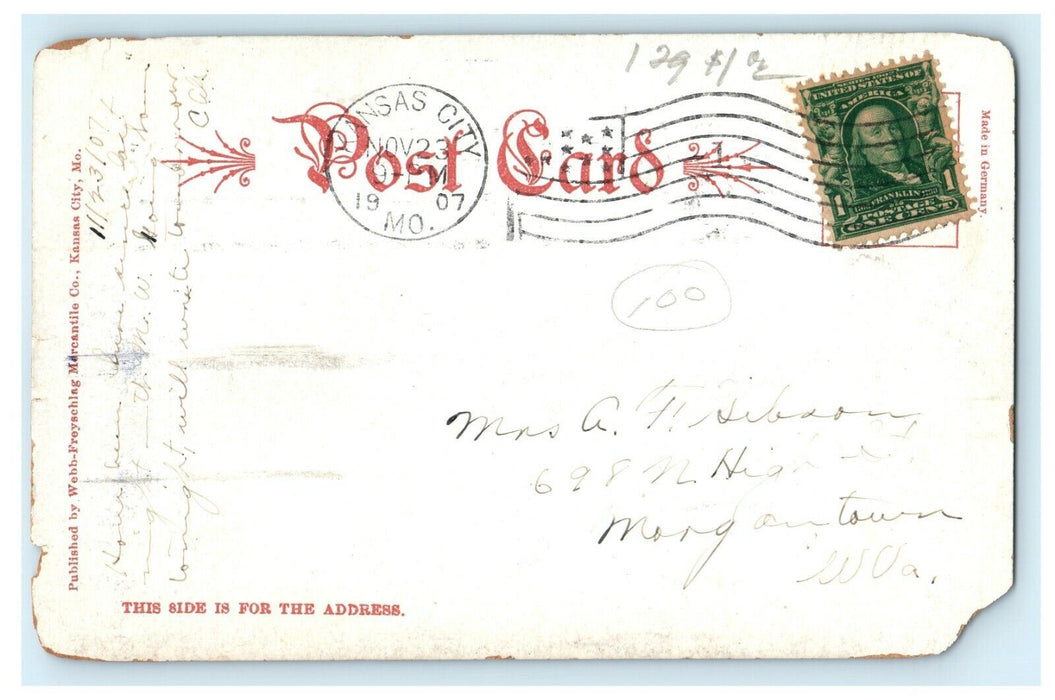 1907 Pagoda on the Paseo, Kansas City, Missouri MO Antique Postcard