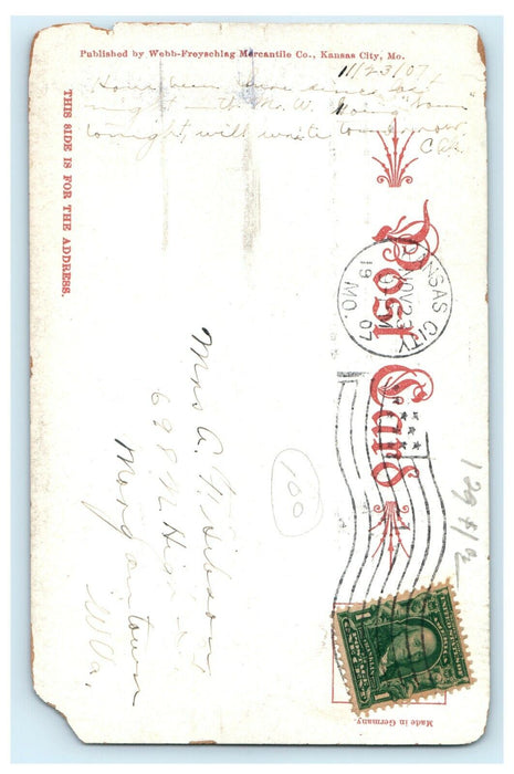 1907 Pagoda on the Paseo, Kansas City, Missouri MO Antique Postcard