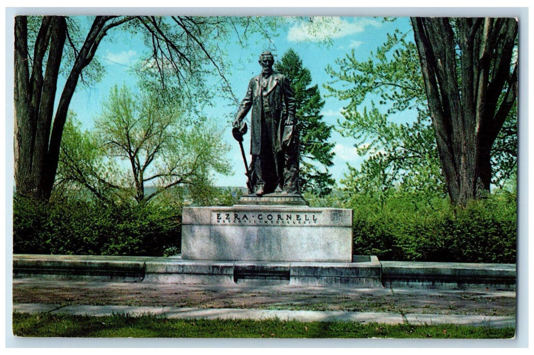 1960 Ezra Cornell Statue at Cornell University Ithaca New York NY Postcard