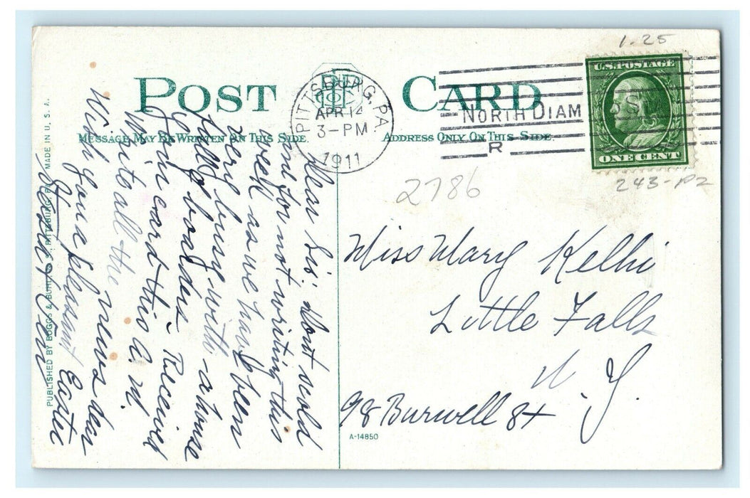 1911 Union Station Central High School At Night Pittsburgh Pennsylvania Postcard