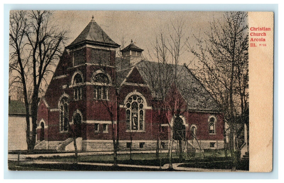 1910 Christian Church, Arcola Illinois IL Posted Antique Postcard