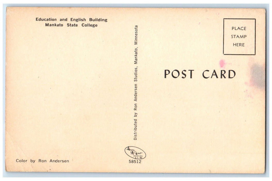 c1960's Education and English Building Mankato State College MN Postcard