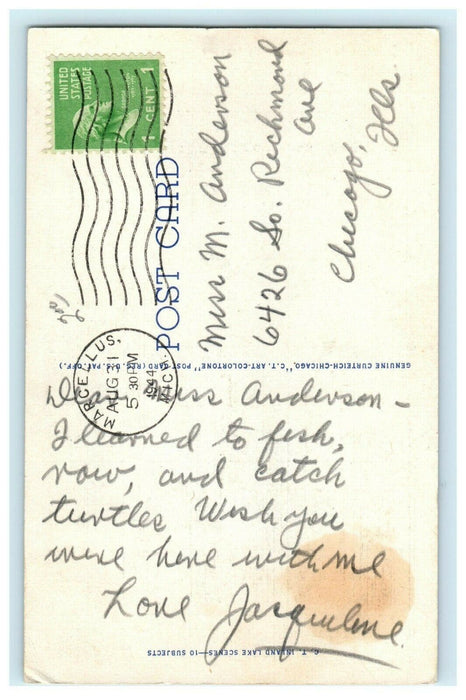 1944 Quiet Waters, Greetings from Marcellus Michigan, Antique Postcard