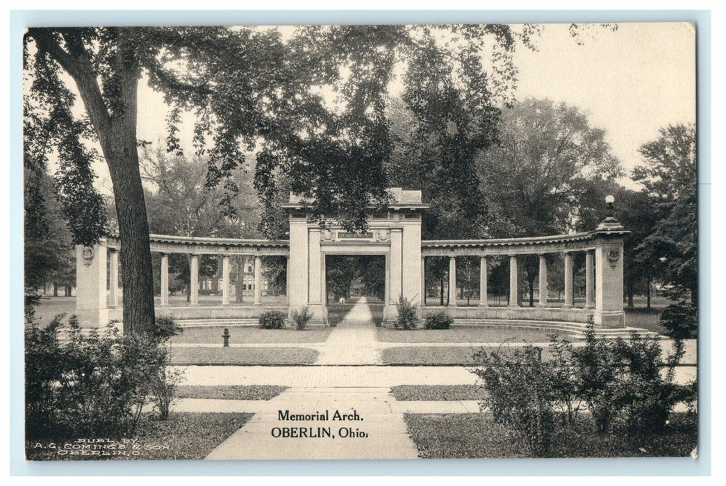 1916 Trees Standing in Memorial Arch Oberlin, Ohio OH Posted Antique Postcard