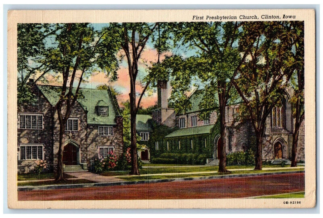 1946 First Presbyterian Church Clinton Iowa IA Vintage Posted Postcard