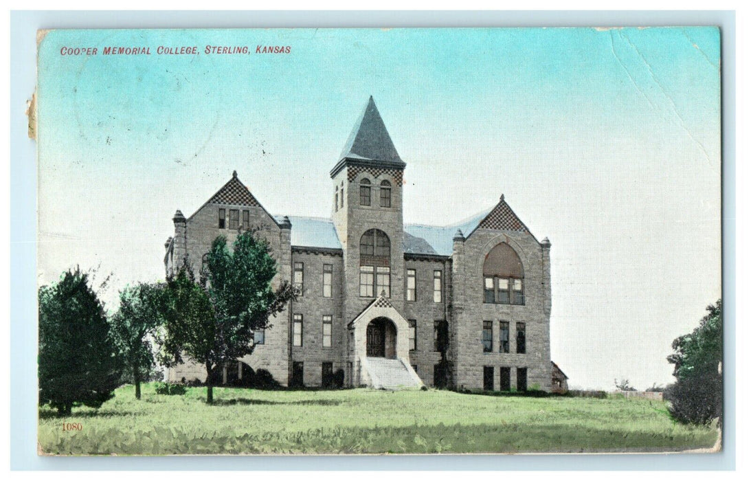 1909 Entrance of Cooper Memorial College, Sterling, Kansas KS Postcard