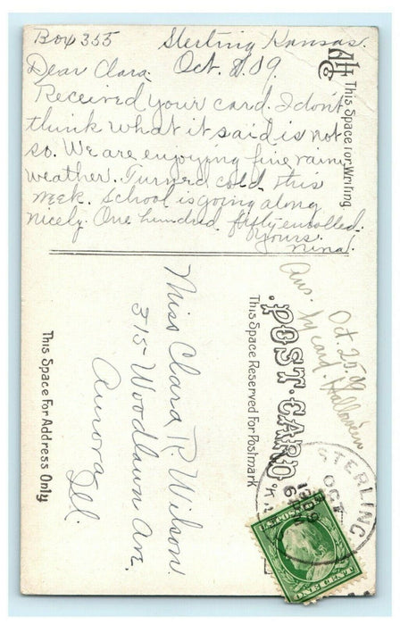 1909 Entrance of Cooper Memorial College, Sterling, Kansas KS Postcard