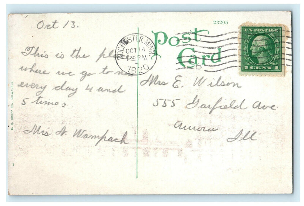 1920 Cars Scene, The Clinic Rochester Minnesota MN Antique Postcard