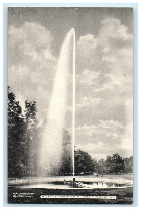 1911 Hunt's Fountain, Bennington, Vermont VT Unposted Antique Postcard