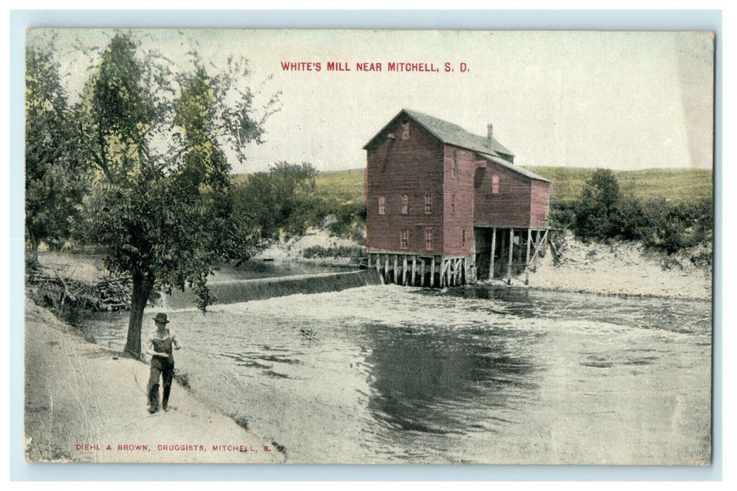 1919 White's Mill Near Mitchell, South Dakota Antique Postcard