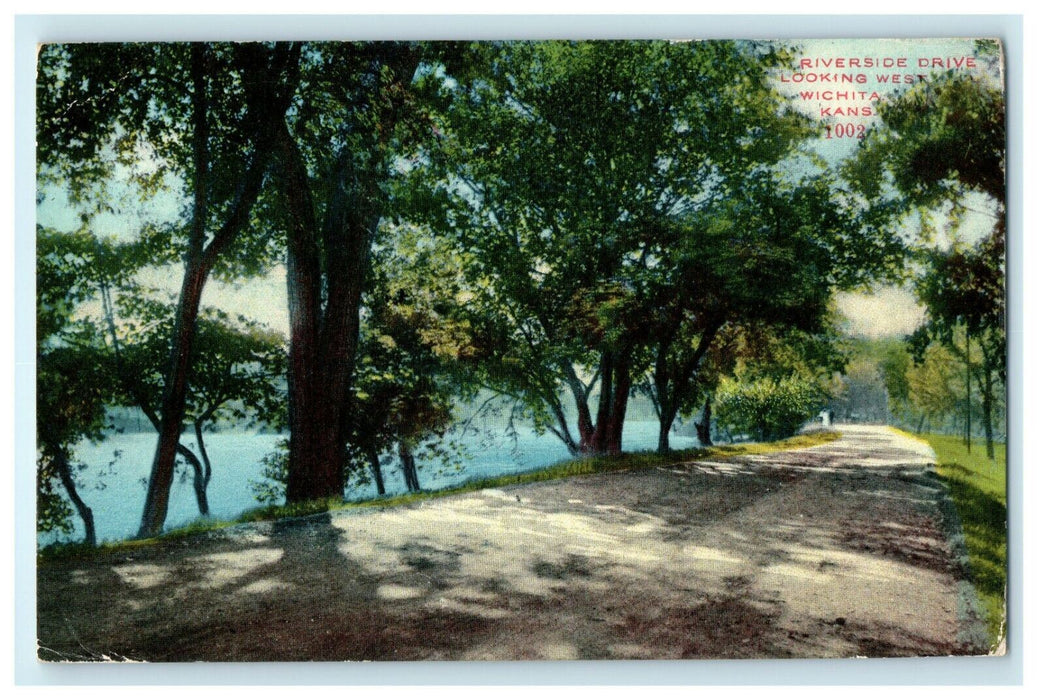 1910 Riverside Drive Looking West, Wichita, Kansas KS Postcard