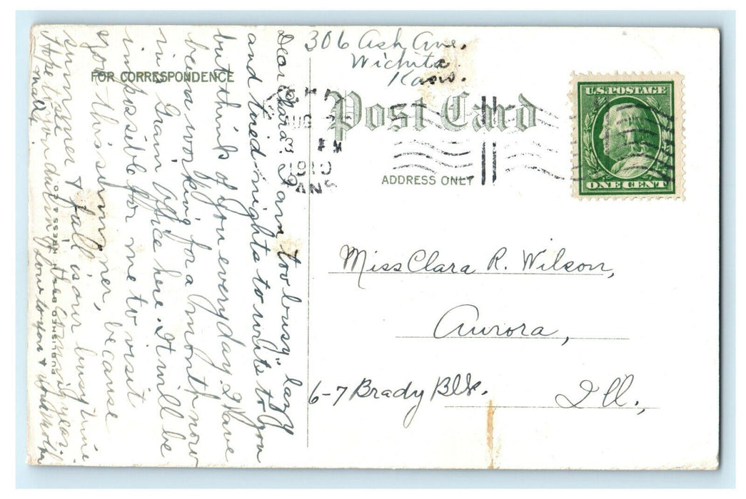 1910 Riverside Drive Looking West, Wichita, Kansas KS Postcard