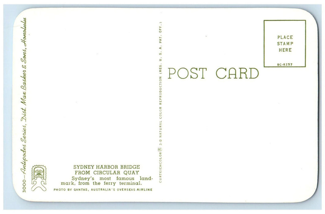 c1960's Ferry Terminal, Sydney Harbor Bridge, From Circular Quay Postcard