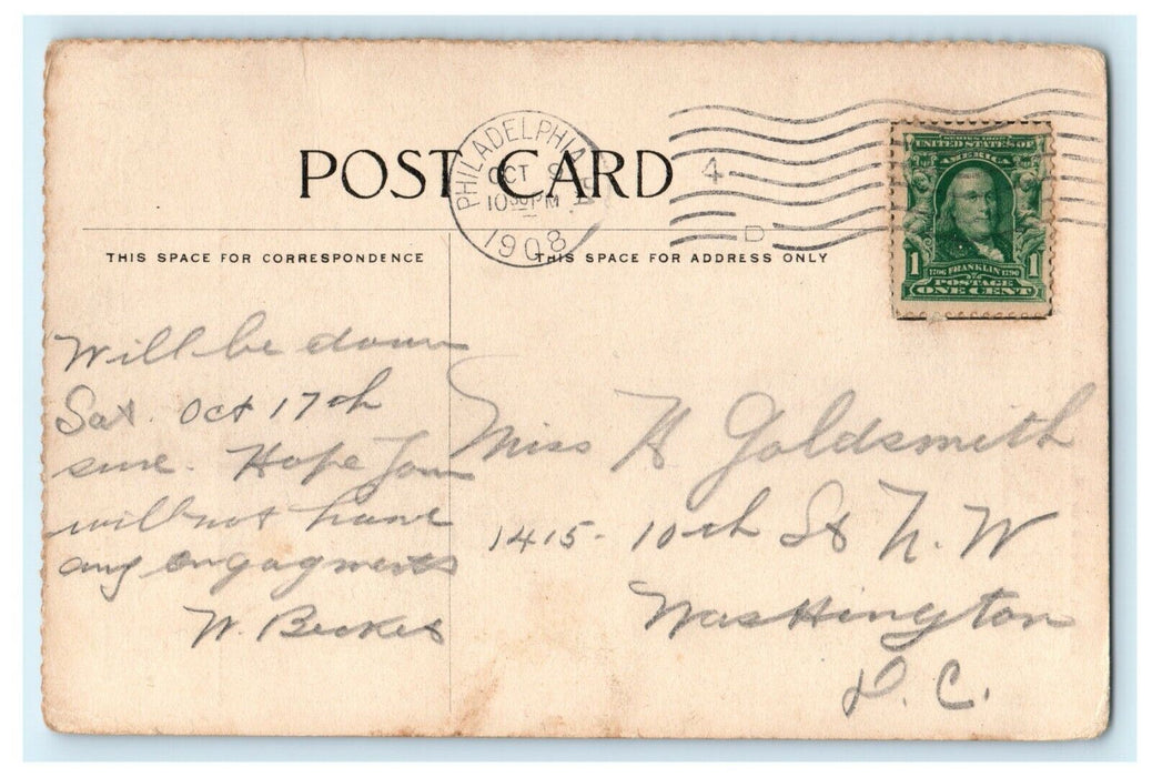 1908 Independence Hall, Philadelphia Pennsylvania PA Antique Postcard