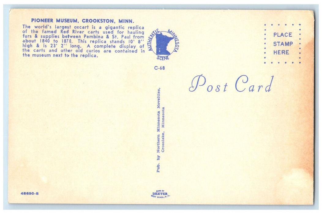 c1960's Red River Cart Replica Pioneer Museum Crookston Minnesota MN Postcard