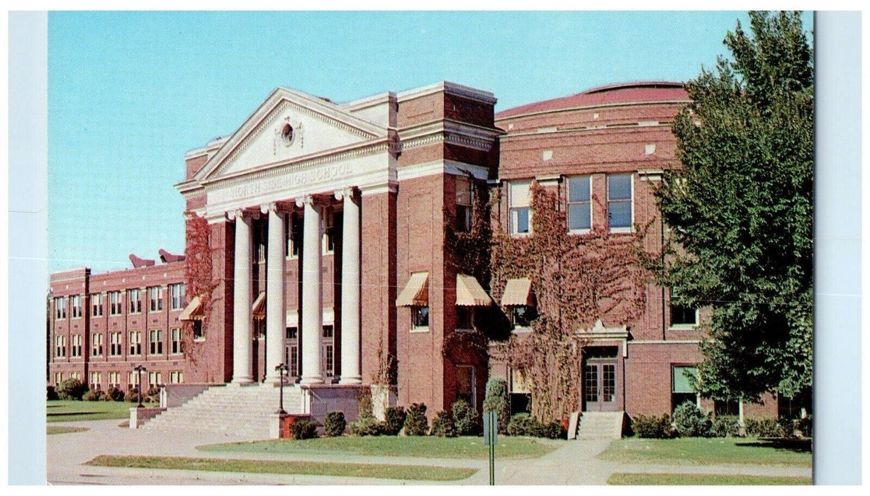 c1950's North Side High School Street View Fort Wayne Indiana IN Postcard