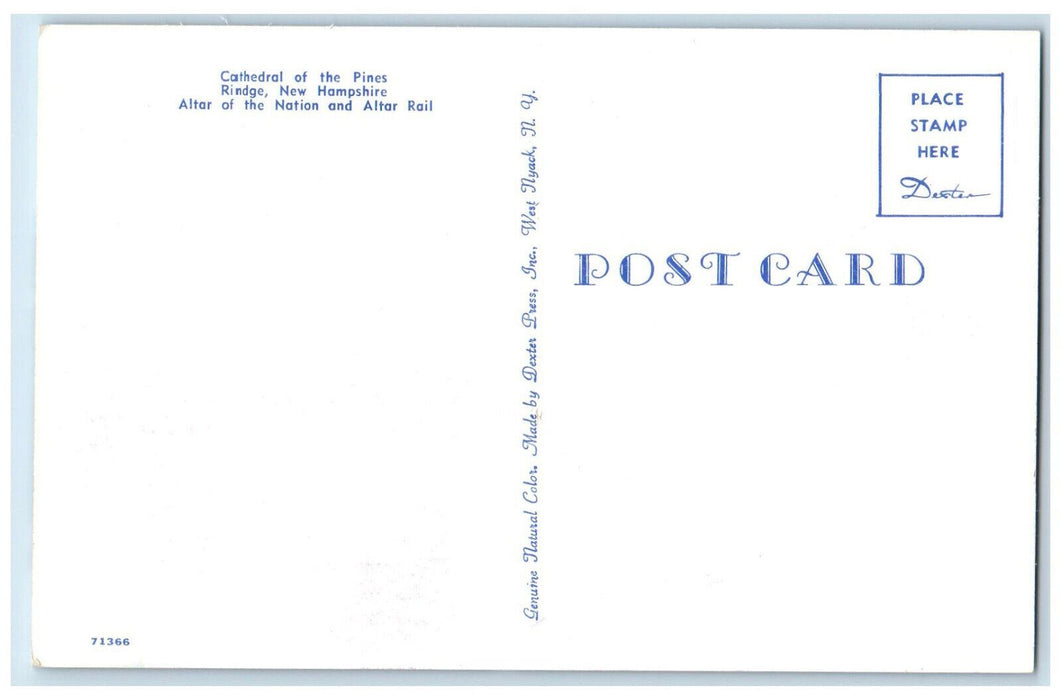 c1960's Altar of the Nation and Rail, Cathedral of the Pines Rindge NH Postcard