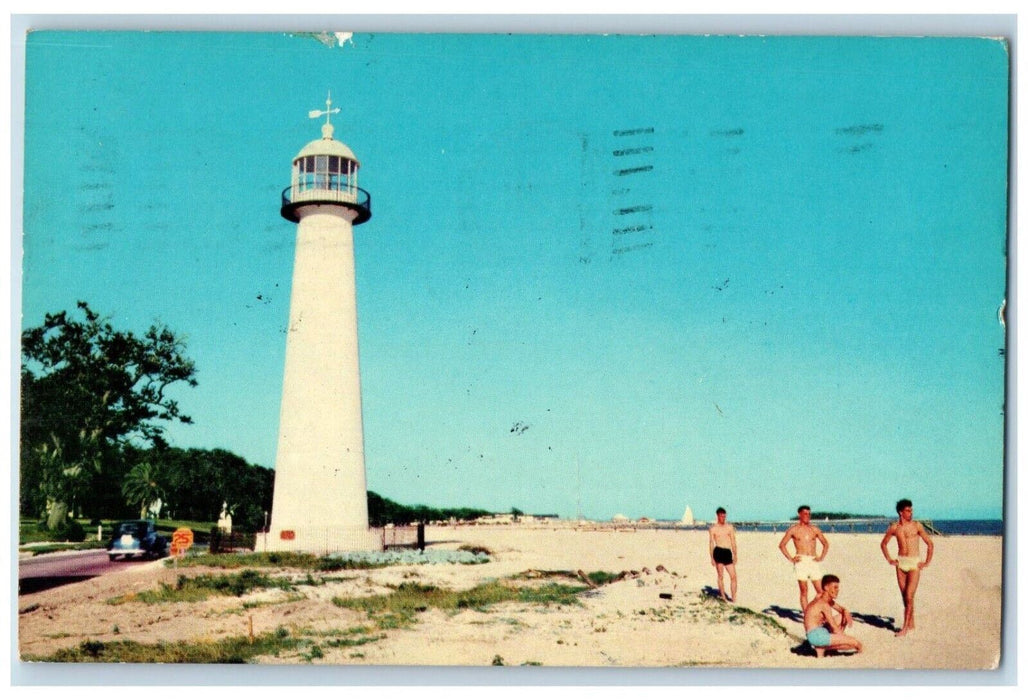 1962 View Of Beach And Lighthouse Biloxi Mississippi MS Posted Vintage Postcard