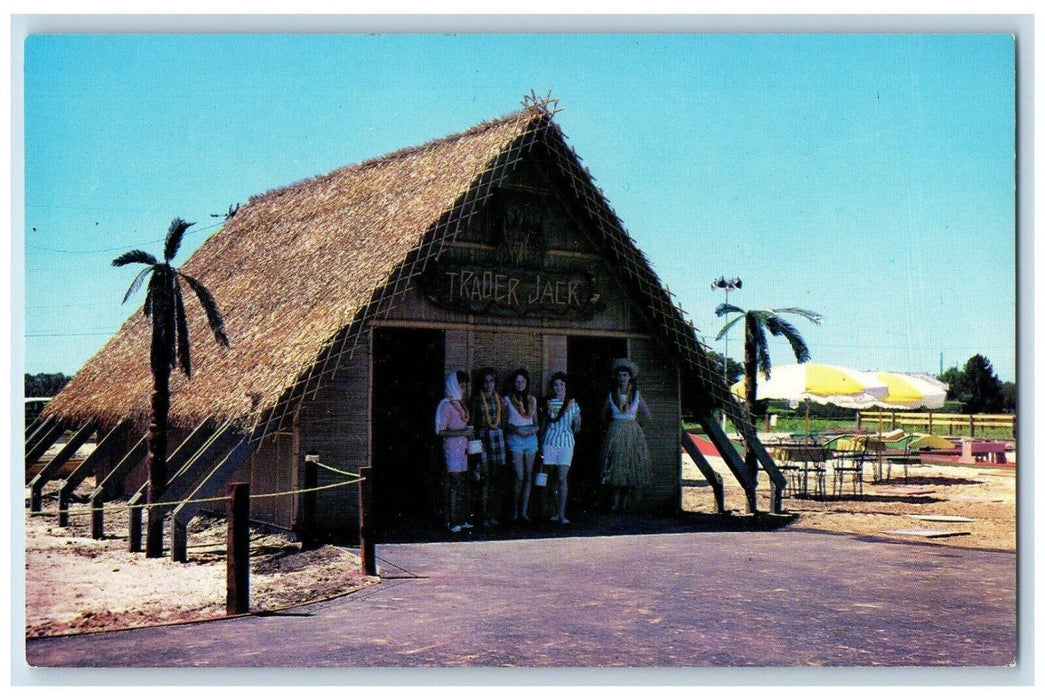c1950's Trader Jack Hawaiian Village Girls Hut Oklahoma City OK Vintage Postcard
