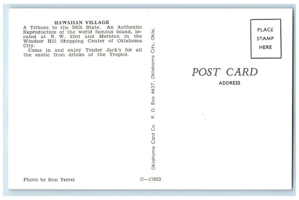 c1950's Trader Jack Hawaiian Village Girls Hut Oklahoma City OK Vintage Postcard